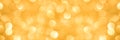 Gold holiday bokeh lights panoramic background web banner Royalty Free Stock Photo