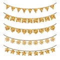 Gold Holiday Garland Decorations On White