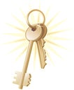 Gold home keys, realty, vector