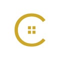 Gold home letter C logo