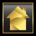 Gold home with shiny golden on black background. vector illustration. EPS 10