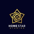 Gold Home Star Modern Logo Icon Design Vector Illustration