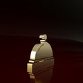 Gold Hotel service bell icon isolated on brown background. Reception bell. Minimalism concept. 3d illustration 3D render Royalty Free Stock Photo