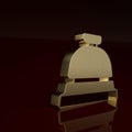 Gold Hotel service bell icon isolated on brown background. Reception bell. Minimalism concept. 3D render illustration Royalty Free Stock Photo