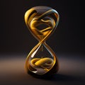 gold hourglass on black background, generated AI