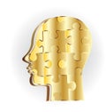 Gold human head puzzle logo