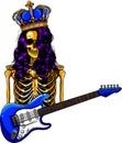 gold human skeleton playing on electric guitar Royalty Free Stock Photo