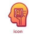 Gold Humanoid robot icon isolated on white background. Artificial intelligence, machine learning, cloud computing