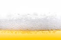 Gold Ice Cold Beer Foam With Bubbles Closeup