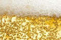 Gold Ice Cold Beer Foam With Bubbles Closeup Royalty Free Stock Photo