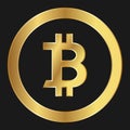 Gold icon of bitcoin Concept of web internet cryptocurrency