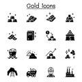 Gold icon set in vector illustration graphic design solid style Royalty Free Stock Photo