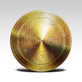 Gold icos coin on white background 3d rendering Royalty Free Stock Photo