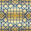 Gold and Indigo blue geometric repeat pattern Royalty Free Stock Photo