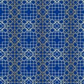 Gold and Indigo blue geometric seamless pattern Royalty Free Stock Photo