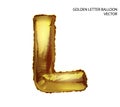 Gold inflatable toy foil balloons font. Letter L. 3D vector realistic. You can change the color. Royalty Free Stock Photo