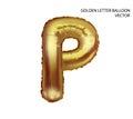 Gold inflatable toy foil balloons font. Letter P. 3D vector realistic. You can change the color. Royalty Free Stock Photo