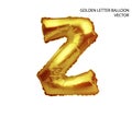 Gold inflatable toy foil balloons font. Letter Z. 3D vector realistic. You can change the color Royalty Free Stock Photo