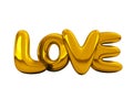 Gold inflatable word love. 3D.
