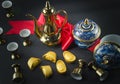 Gold ingot Benjarong Red ribbon bow Gold jug Tea glass wedding