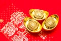 Gold ingot of China in the Chinese New Year festive