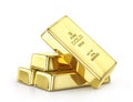 Gold ingot isolated on a white. Royalty Free Stock Photo