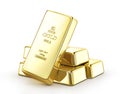 Gold ingot isolated on a white. Royalty Free Stock Photo