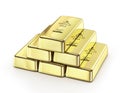 Gold ingot isolated on a white. Royalty Free Stock Photo