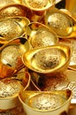 Gold ingot ornaments Royalty Free Stock Photo