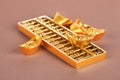 Gold ingots and abacus Royalty Free Stock Photo