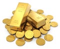 Gold ingots and coins