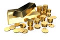 Gold ingots and coins