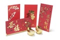 Gold Ingots and Red Packets Royalty Free Stock Photo