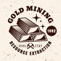 Gold ingots vector emblem for mining company