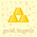 Gold Ingots flat illustration, Gold business vector illustration