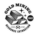 Gold ingots vector round emblem for mining company