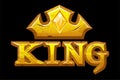 Gold inscription or logo king and crown.
