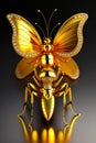 A gold insect with a butterfly - Ai Generated.