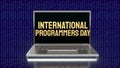 The gold international programmers day on notebook for holiday or technology concept 3d rendering