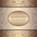 Gold invitation card with rich ornament