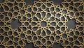 Gold islamic pattern on black background. Islamic ornament vector, persian motiff.