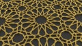 Gold islamic pattern in 3d,perspective wiev. Ramadan arabesque, gold moroccan circle ornament.