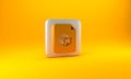 Gold Isometric cube file icon isolated on yellow background. Geometric cubes solid icon. 3D square sign. Box symbol