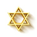 Israel star. Seal of Solomon icon. Jewish Star of David six sointed star. Isolated gold hexagram on white background. 3d Royalty Free Stock Photo