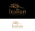 Gold Italian Restaurant and Pizzeria Elegant Logo with Abstract Olive Tree Branch Royalty Free Stock Photo