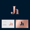 Gold J and H monogram. J, H letters combined. Logo for beauty care, jewelry, lingerie or cosmetics.