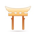 Gold Japan Gate. Torii icon on white background