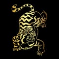 Gold Japanese tiger tattoo design vector