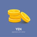 Gold Chinese yuan coin flat style Royalty Free Stock Photo