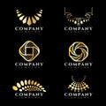 Gold jewelry and necklace logo vector set design